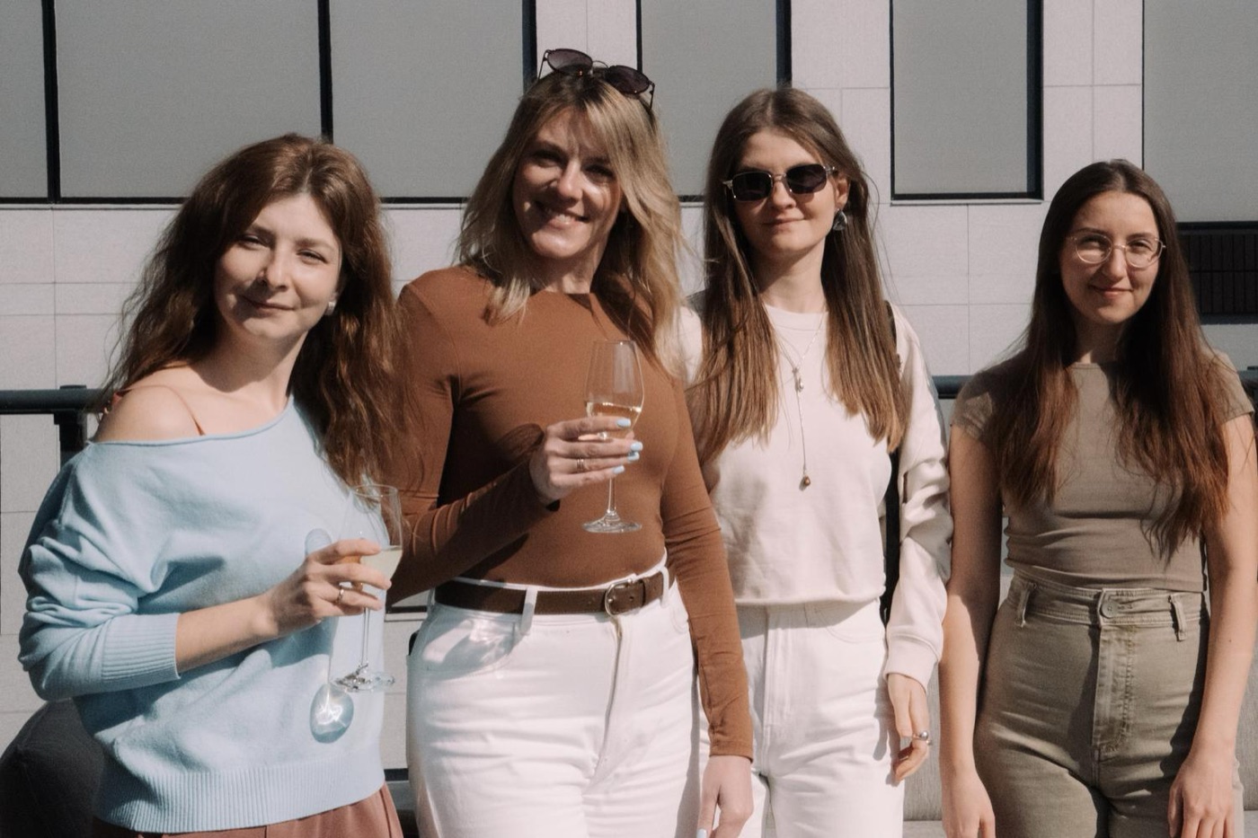 Four friends in conversation